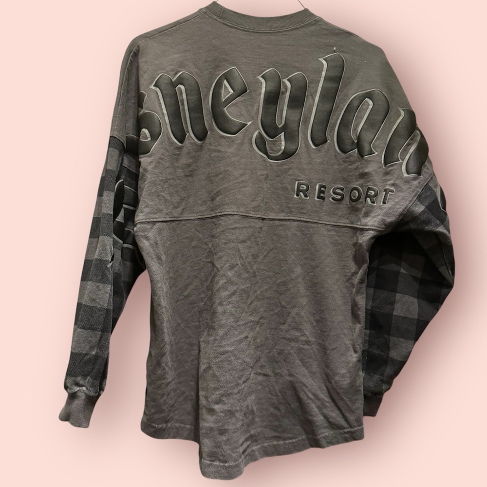 Disney Spirit Jersey Plaid Mickey Long Sleeve Top